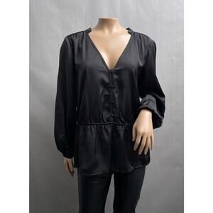 J. Crew Black Satin Blouse